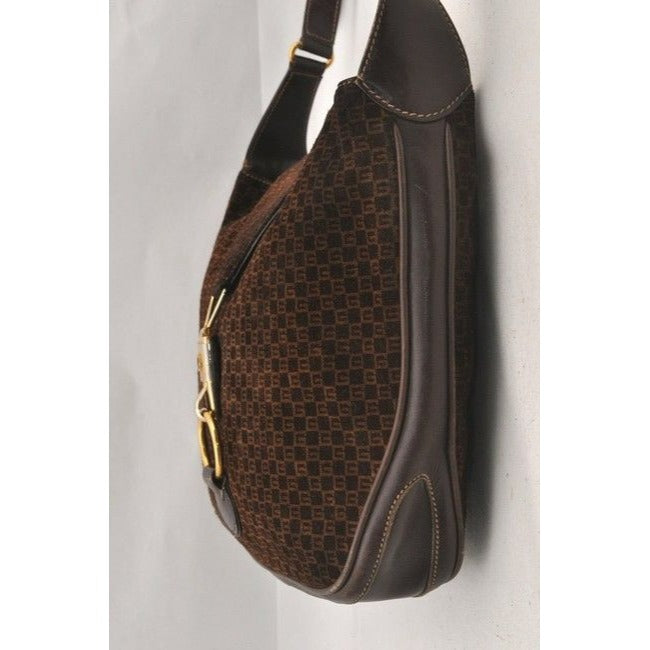 Gucci Padlock Envelope Top Brown Square G Logo Print Gg Suede And Leather Shoulder Bag