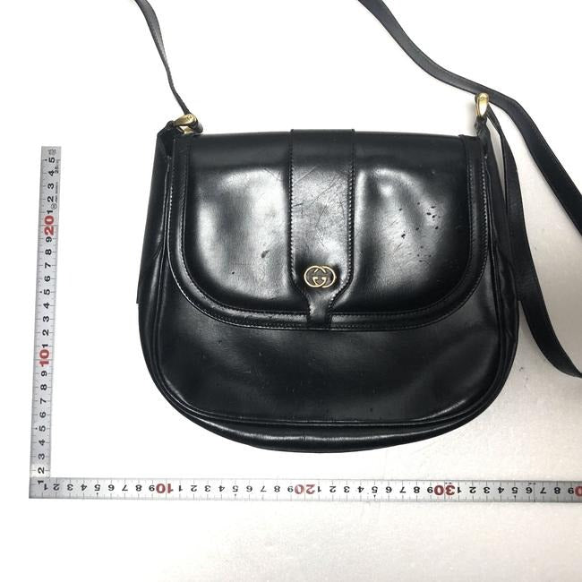 Gucci GG Supreme Classic, Black Leather, Shoulder Bag/Cross Body with an Envelope Top & Gold Hardware