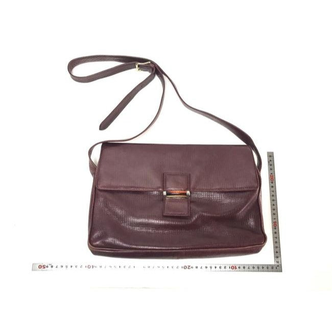 Fendi Multiple W Style Cross Body Compartments Burgundy Textured Leather Satchel