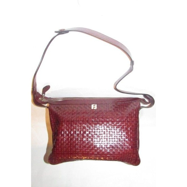 Fendi Vintage Pursesdesigner Purses Brown Woven Leather Shoulder Bag