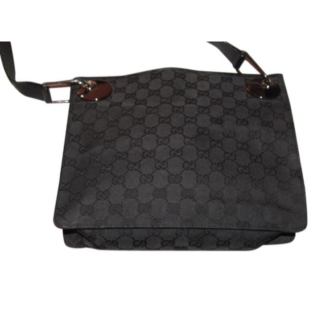 Gucci black Guccissima print 'Eclipse' messenger or cross body w bold chrome hardware