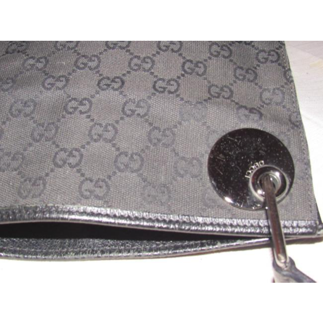 Gucci black Guccissima print 'Eclipse' messenger or cross body w bold chrome hardware