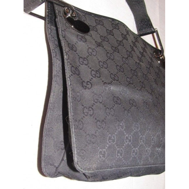 Gucci black Guccissima print 'Eclipse' messenger or cross body w bold chrome hardware