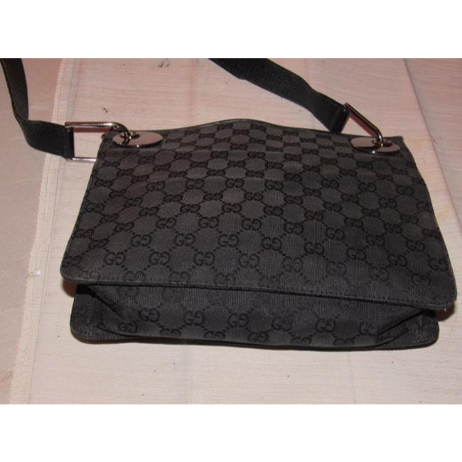 Gucci black Guccissima print 'Eclipse' messenger or cross body w bold chrome hardware