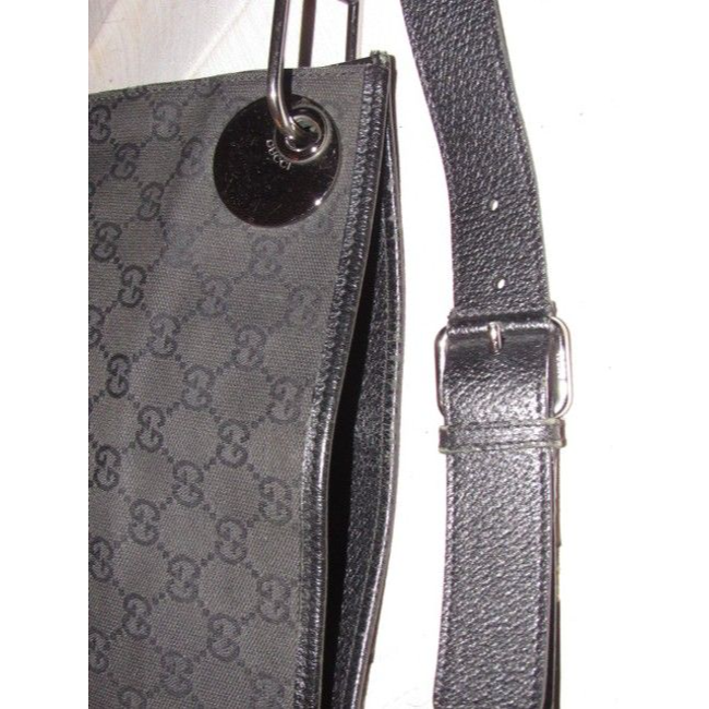 Gucci black Guccissima print 'Eclipse' messenger or cross body w bold chrome hardware