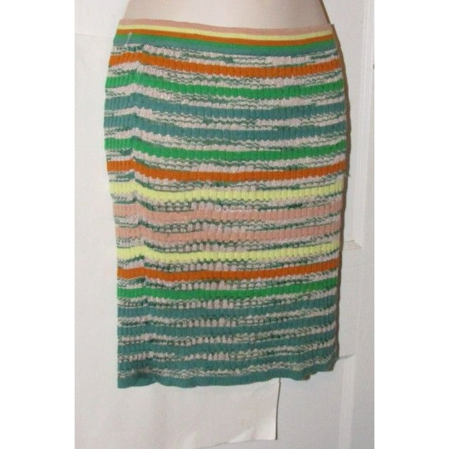 Missoni Green Blue Pink And Orange Multi Colored Striped Chevron Design Skirts