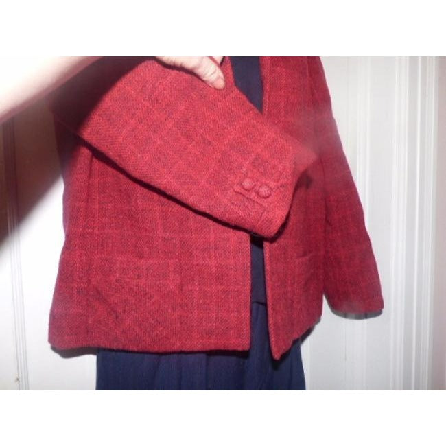 Burberry Burgundy Wool Tweed Vintage Blazer