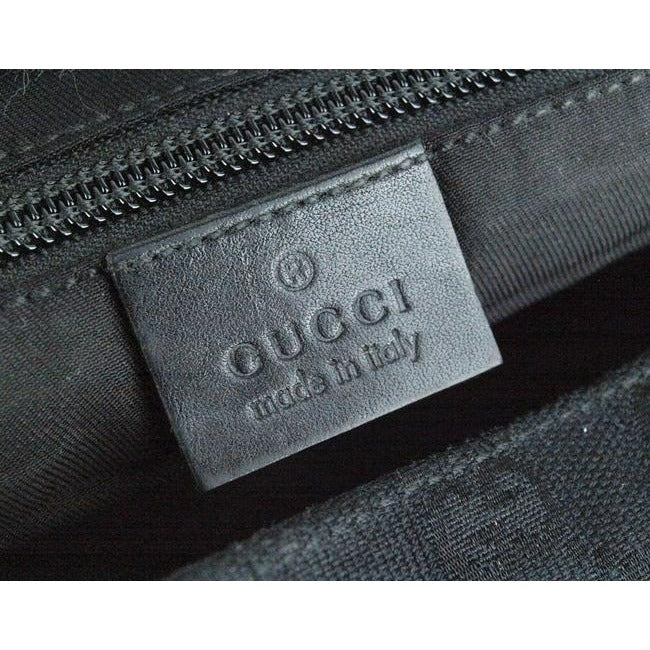 Gucci Black Large G Logo Print Canvas And Black Leather With A Heavy Canvas Belt And Chrome Accents