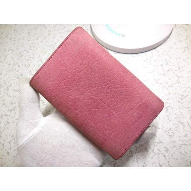 Fendi Pink Suede Leather With Gold Studs Bi Fold Wallet