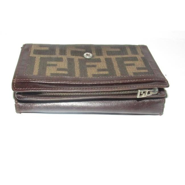 Fendi Tobacco Zucca Print Tri Fold Unisex Wallet