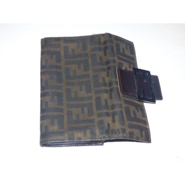 Fendi Tobacco Zucca Print Continental Style With Chrome Ff Snap Wallet