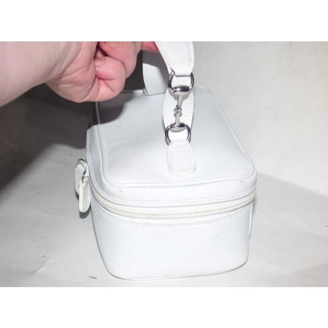 Gucci Vintage White Leather Zip Top Satchel