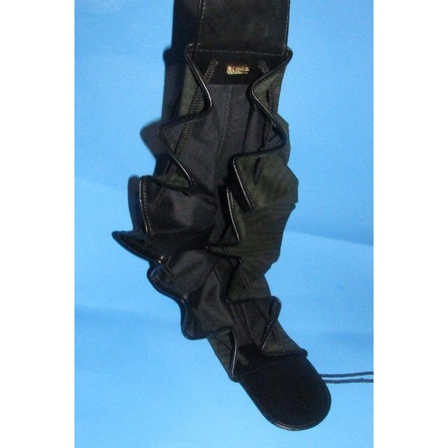 Fendi Early By Karl Lagerfeld Drawstring Fan Purse Black Thin Striped Print Canvas And Hard Black Le