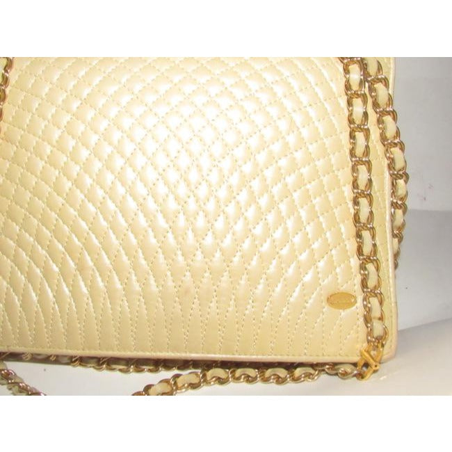 Bally Vintage Pursesdesigner Purses Pale Yellow Quilted Leather Shoulder Bag