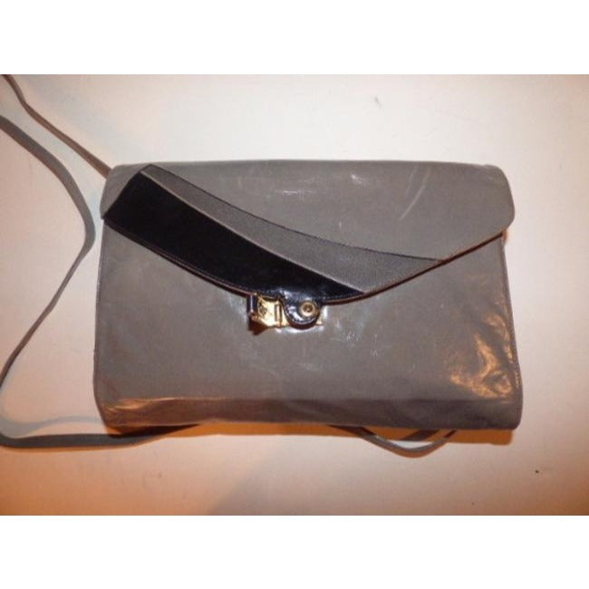 Bally Vintage Pursesdesigner Purses Patent Leather In Shades Of Grey And Black Cross Body Bag