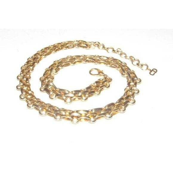 Christian Dior ICONIC Gold CD Charm Interlocking Round Link 18" Necklace