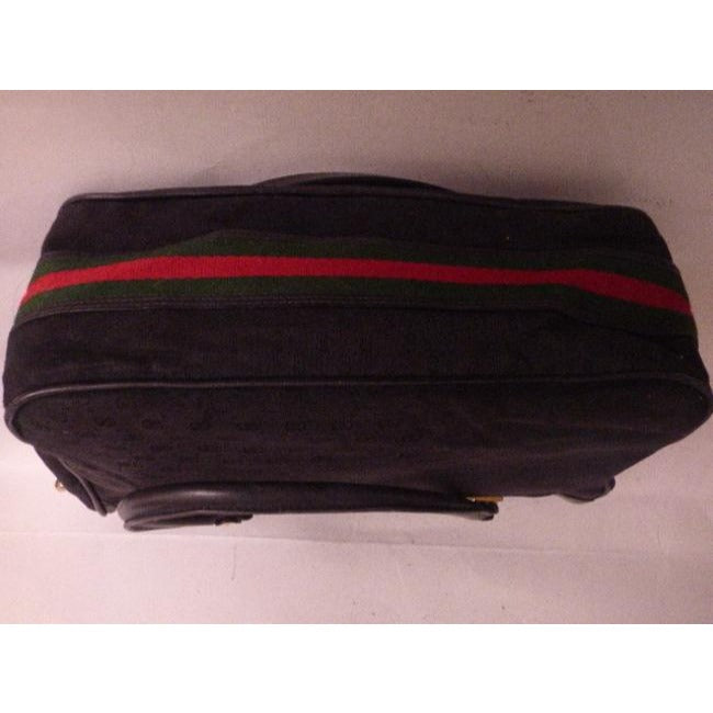 Gucci Vintage Pursesdesigner Purses Black With Small G Logo Print Canvasleather With Red And Green S