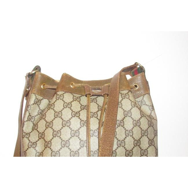 Gucci Brown Guccissima Drawstring Top Bucket Bag