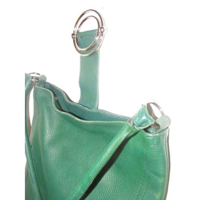 Furla Pursesdesigner Purses Deep Green Leather With Bold Chrome Accents Shoulder Bag