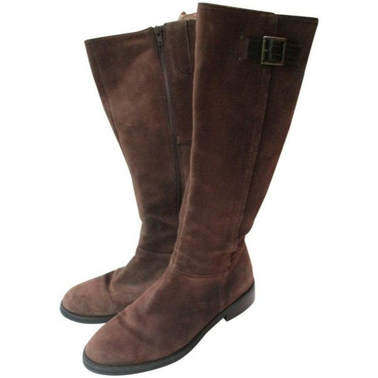 Enzo Angiolini Brown Easheer Suede Riding Bootsbooties Size Us