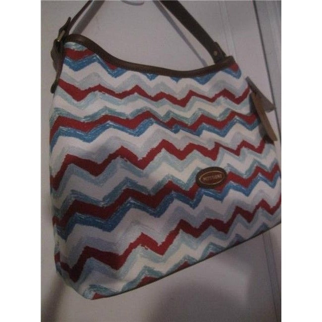 Missoni New Pursesnew Designer Purses Multi Color Chevron Print Fabric And Camel Leather Hobo Bag