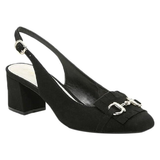 Anne Klein Black Poppy Horsebit Slingback Pumps Size Us