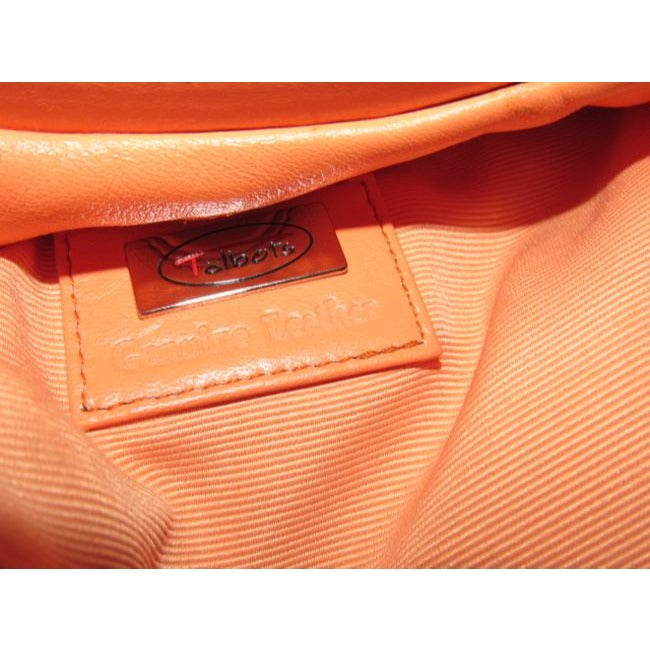 Talbots Ruched Handle Pouch Style Orange Sherbet W Bamboo Leather And Hobo Bag