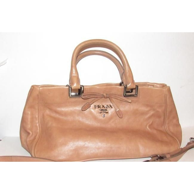 Prada Way Top Handle Nude Pink Leather Satchel