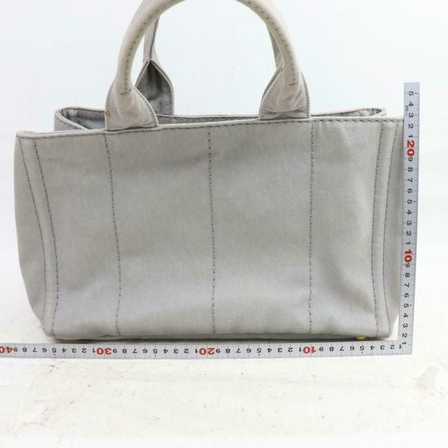 Prada Shoulder Bag Canapa Two Way Style Grey Heavy Canvas With A White Logo