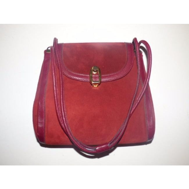 Gucci Red Suede And Leather Shoulder Bag