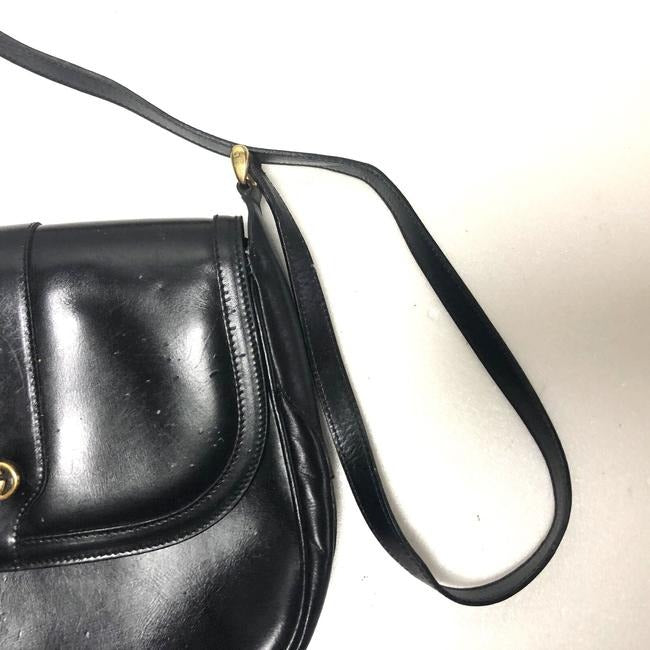 Gucci GG Supreme Classic, Black Leather, Shoulder Bag/Cross Body with an Envelope Top & Gold Hardware