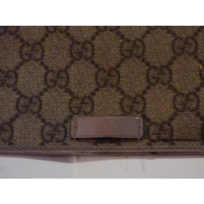 Gucci Brown Large G Logo Print Coated Canvas Leather Modern Wallet