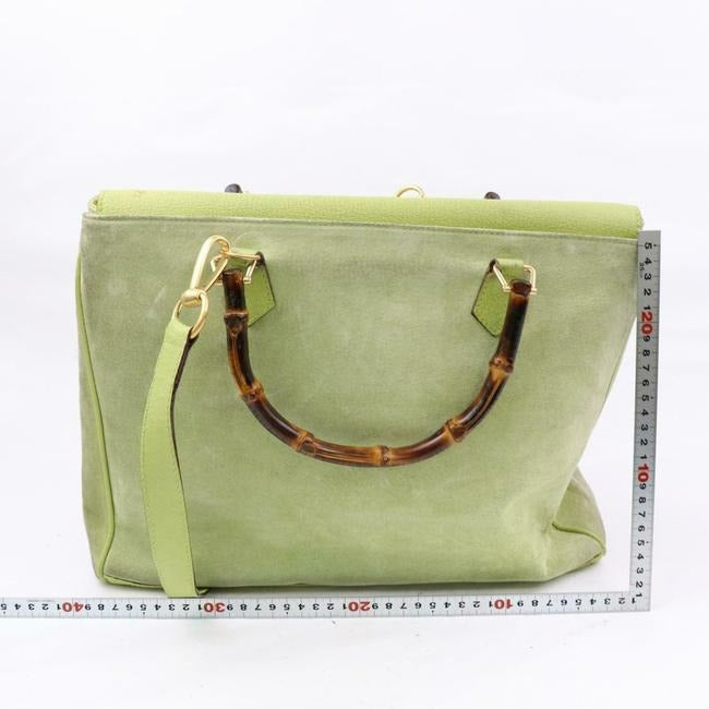 Gucci Shoulder Bag Xl Early Bamboo Two Way Shopper Green Suede Tote