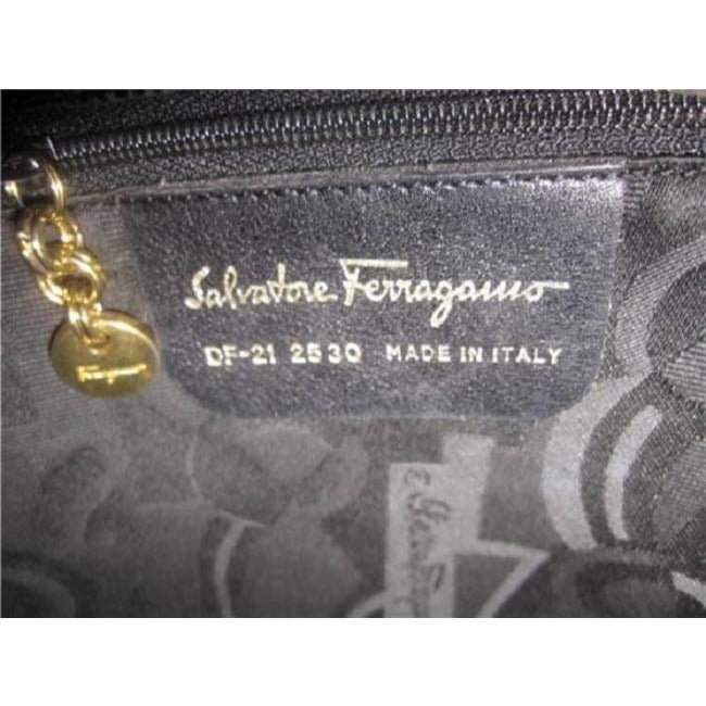 Salvatore Ferragamo Vintage Pursesdesigner Purses Navy Blue With Gold Vara Accent Lizard Embossed Le