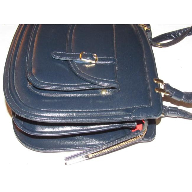 Zenith Vintage Pursesdesigner Purses Dark Navy Blue Leather Shoulder Bag
