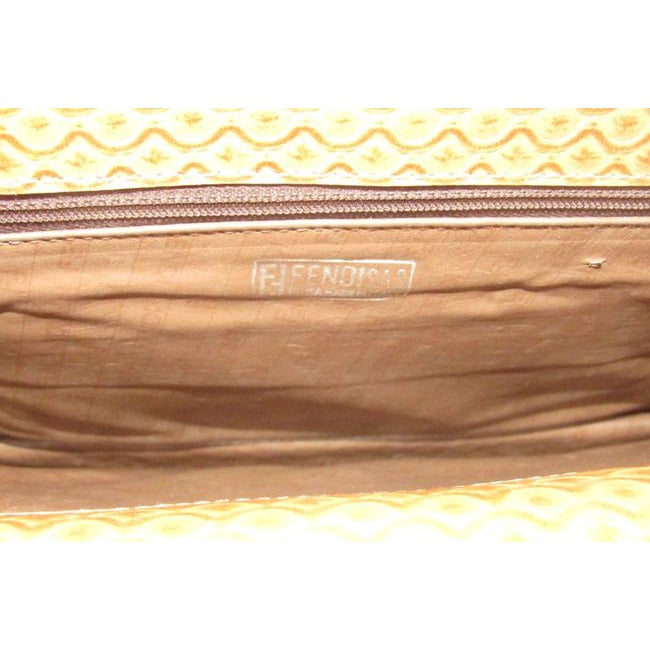 Fendi Clutch Early Sas Two Way Bodyshoulder Purse Camel Tooled Leather Embossed Or Cross Body Bag