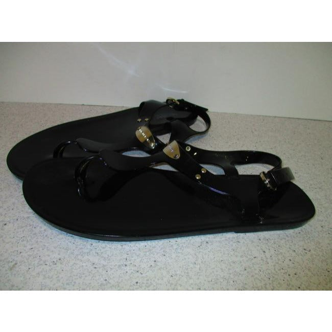 Michael Kors Black Vinyl T Strap Flip Flop Sandals Size Us