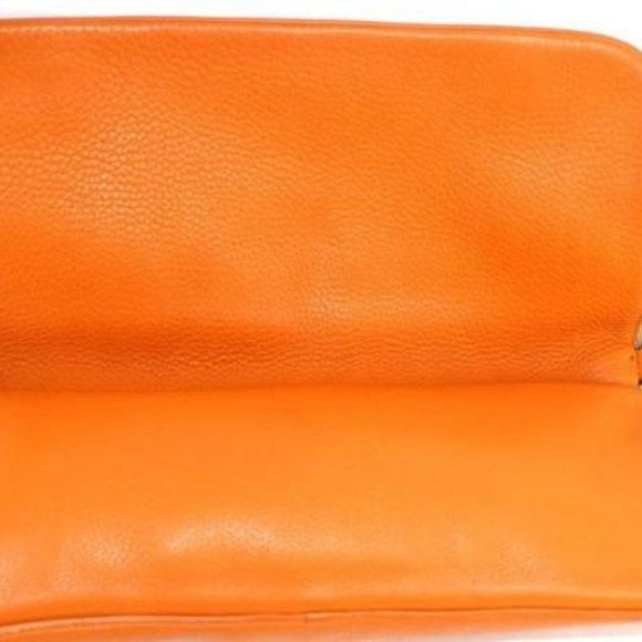 Prada Orange Leather Messenger Bag with a Canvas Strap