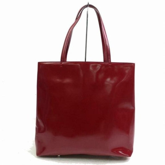 Prada Red Patent And Red Leather Satchel Style Or Tote with Chrome