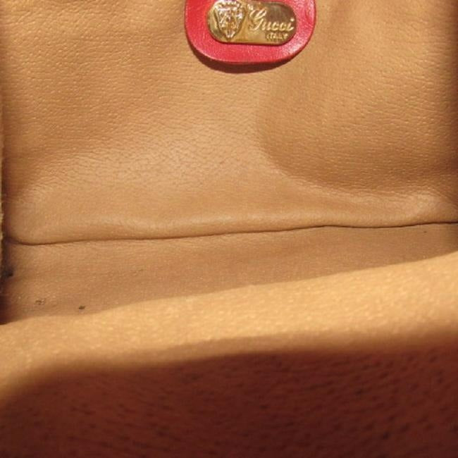 Gucci Vintage Red Small G Logo Print Coated Canvas And Leather