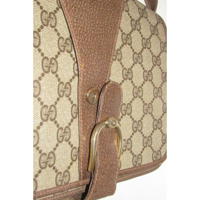 Gucci Horsebit Vintage Accessory Collection Brown Large G Logo Print