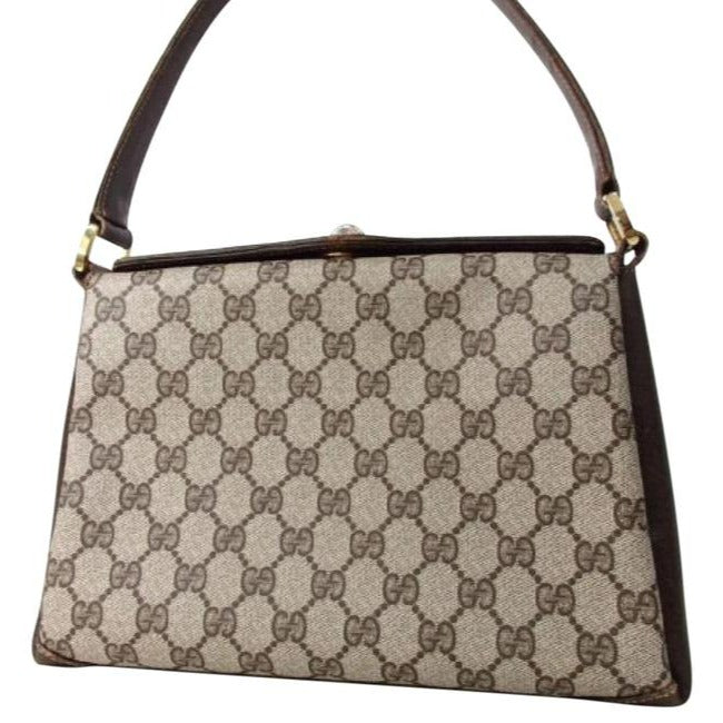 Gucci Bag Guccissima Boxy Top Handle Purse Brown G Print Gold Leather And Coated Canvas