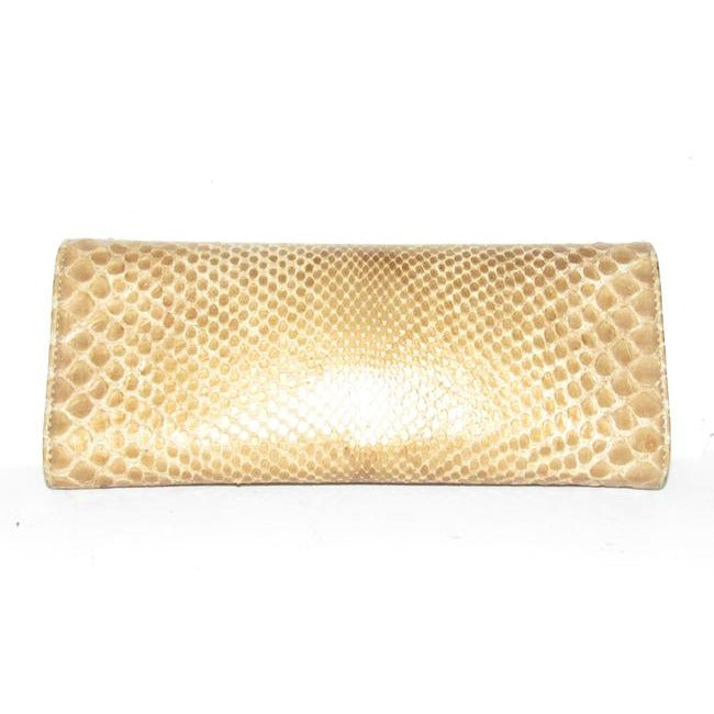 Gucci Romy W Accent Gold Pythongold Buckle Skin Leather Clutch