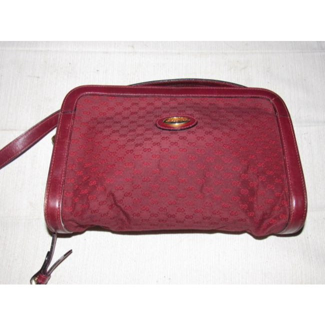 Gucci Vintage Pursesdesigner Purses Burgundy Small G Logo Canvas And Leather Leathercanvas Shoulder