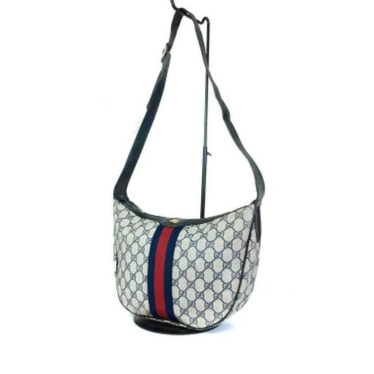 Gucci Shoulder Sherry Line With Red Blue Stripe Navy Guccissima Print Coated Canvas Leather Hobo Bag