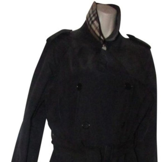 Burberry London, Black & Nova Check Plaid, Belted, All Weather Jacket/Coat