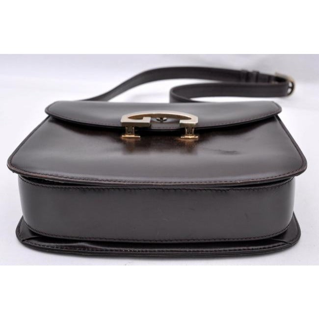 SOLD- Gucci Jackie Glossy Brown Leather Shoulder Bag With G Clasp