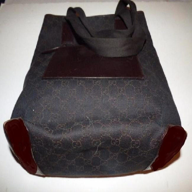 Gucci Vintage Brown Large G Logo Print Canvas And Leather Tote