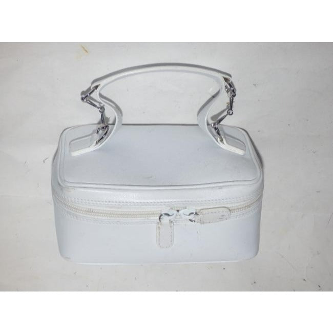 Gucci Vintage White Leather Zip Top Satchel