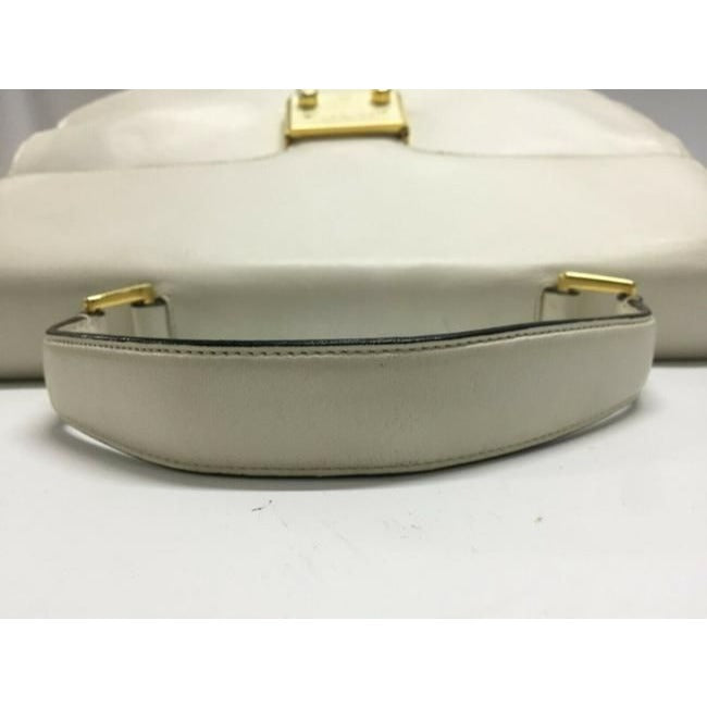 Prada Vitello Daino Handle Style Purse Super Soft White Leather Satchel